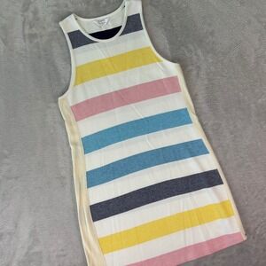 Splendid Women's Striped Knit Tank Dress Sz S Cream Multicolor Sleeveless Summer